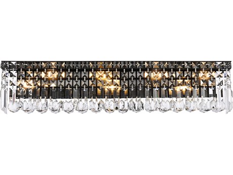 Elegant Lighting Maxime 7-Light Black And Clear Crystal Vanity Light