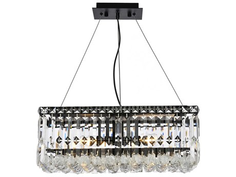 Elegant Lighting Maxime 4-Light Black And Clear Crystal Island Pendant