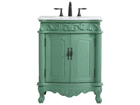 Elegant Lighting Danville Vintage Mint 27" Vanity with Ivory White Quartz Countertop