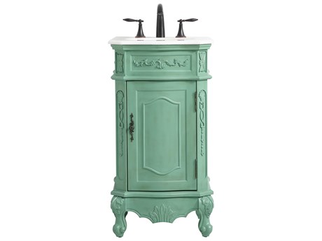 Elegant Lighting Danville Vintage Mint 19" Vanity with Ivory White Quartz Countertop