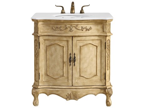 Elegant Lighting Danville Antique Beige 32" Vanity with Ivory White Quartz Countertop