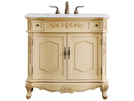 Elegant Lighting Danville Light Antique Beige 36" Vanity with Ivory White Quartz Countertop