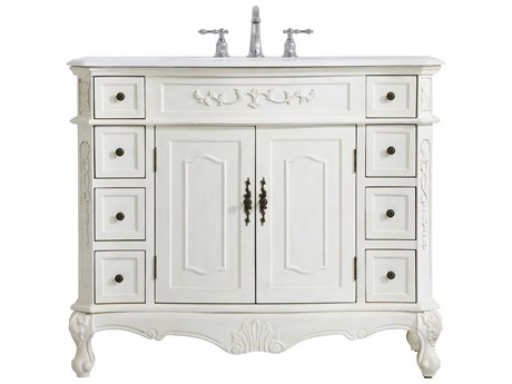 Elegant Lighting Danville Antique White 42" Vanity with Ivory White Quartz Countertop
