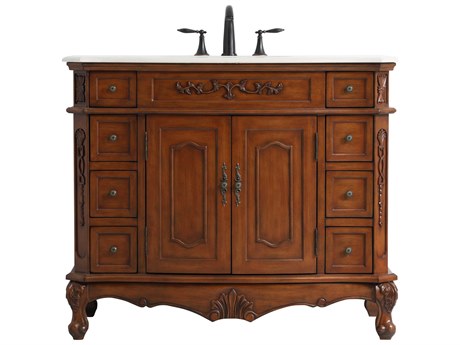 Elegant Lighting Danville Teak 42" Vanity with Ivory White Quartz Countertop