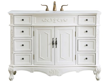 Elegant Lighting Danville Antique White 48" Vanity with Ivory White Quartz Countertop