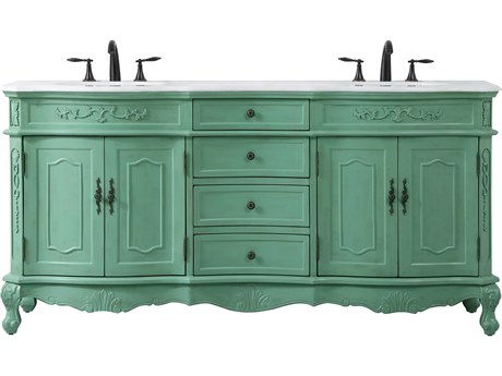 Elegant Lighting Danville Vintage Mint 72" Vanity with Ivory White Quartz Countertop