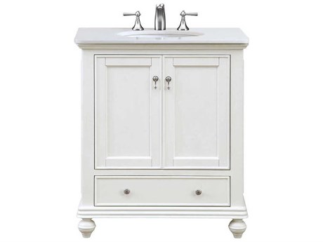 Elegant Lighting Otto Antique White 30" Vanity with Ivory White Quartz Countertop