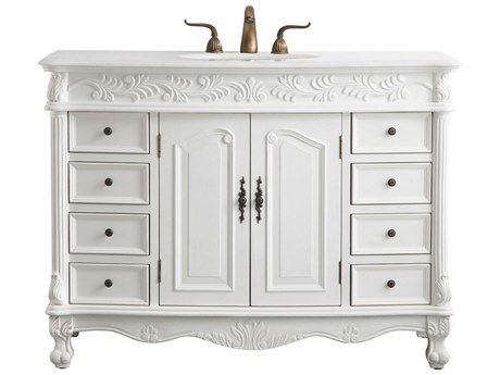 Elegant Lighting Bordeaux Antique White 48" Vanity