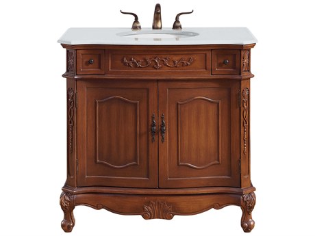 Elegant Lighting Danville Teak 36" Vanity with Ivory White Quartz Countertop