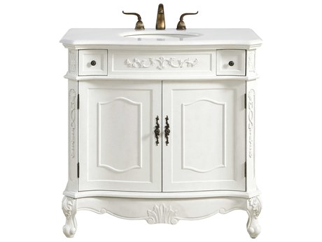 Elegant Lighting Danville Antique White 36" Vanity with Ivory White Quartz Countertop