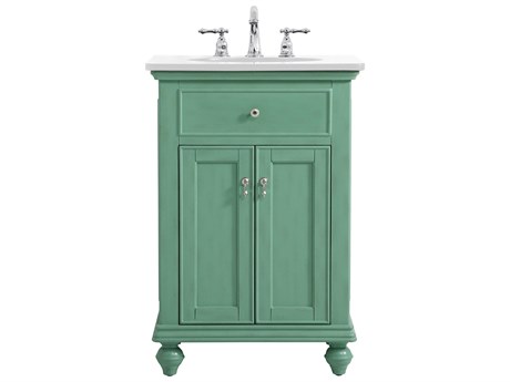 Elegant Lighting Otto Vintage Mint 24" Vanity with Ivory White Quartz Countertop