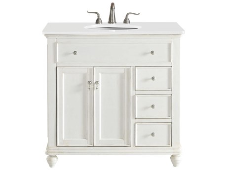 Elegant Lighting Otto Antique White 36" Vanity with Ivory White Quartz Countertop