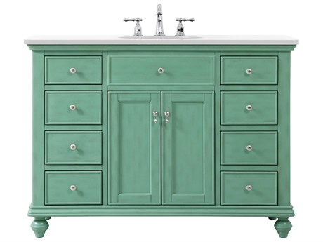 Elegant Lighting Otto Vintage Mint 48" Vanity with Ivory White Quartz Countertop