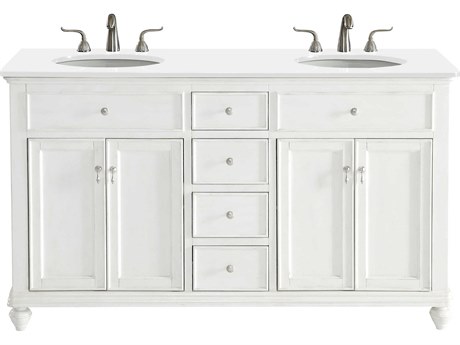 Elegant Lighting Otto Antique White 60" Vanity with Ivory White Quartz Countertop