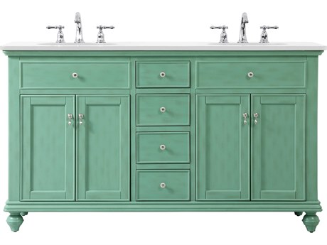 Elegant Lighting Otto Vintage Mint 60" Vanity with Ivory White Quartz Countertop
