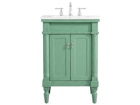 Elegant Lighting Lexington Vintage Mint 24" Vanity with Ivory White Quartz Countertop