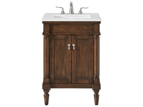 Elegant Lighting Lexington Walnut 24" Vanity with Ivory White Quartz Countertop