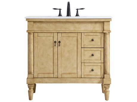 Elegant Lighting Lexington Antique Beige 36" Vanity with Ivory White Quartz Countertop