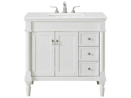 Elegant Lighting Lexington Antique White 36" Vanity with Ivory White Quartz Countertop