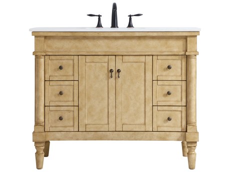 Elegant Lighting Lexington Antique Beige 42" Vanity with Ivory White Quartz Countertop
