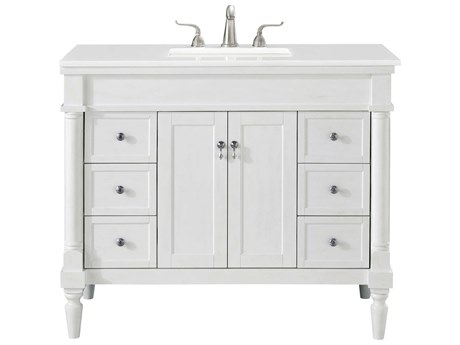 Elegant Lighting Lexington Antique White 42" Vanity with Ivory White Quartz Countertop