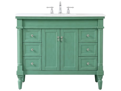 Elegant Lighting Lexington Vintage Mint 42" Vanity with Ivory White Quartz Countertop