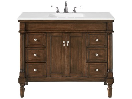 Elegant Lighting Lexington Walnut 42" Vanity with Ivory White Quartz Countertop