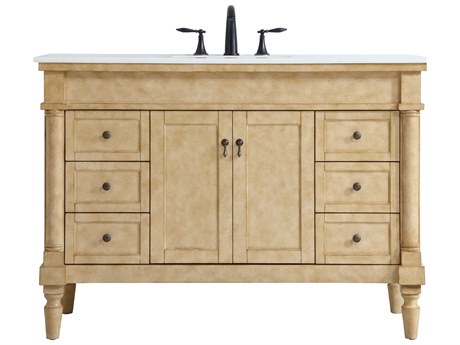 Elegant Lighting Lexington Antique Beige 48" Vanity with Ivory White Quartz Countertop