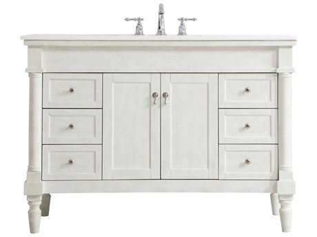 Elegant Lighting Lexington Antique White 48" Vanity with Ivory White Quartz Countertop