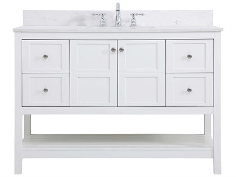Elegant Lighting Theo White 48" Vanity with Backsplash