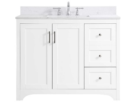 Elegant Lighting Moore White 42" Vanity with Backsplash