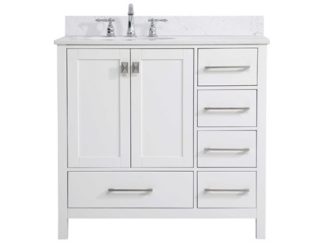 Elegant Lighting Irene White 36" Vanity with Backsplash
