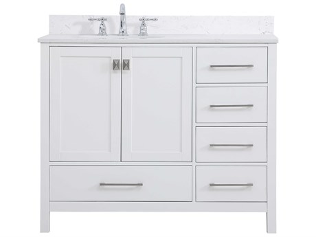 Elegant Lighting Irene White 42" Vanity with Backsplash