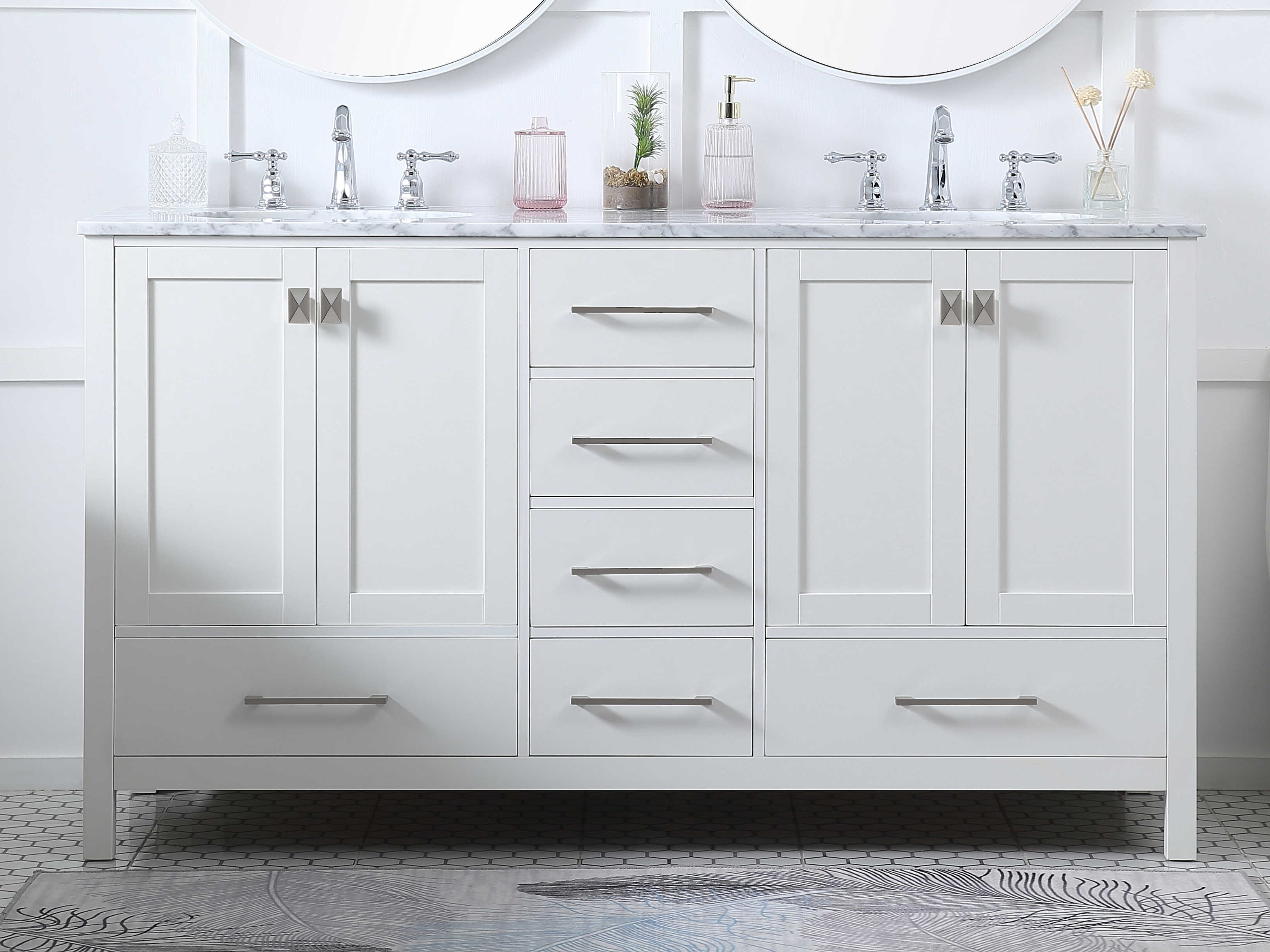 Elegant Lighting Erina White 60'' Wide Vanity EGVF18960DWH