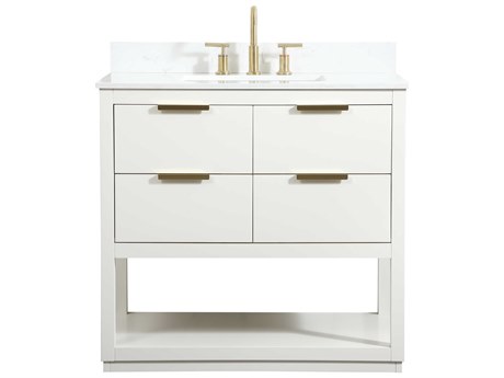 Elegant Lighting Larkin White 36" Vanity with Backsplash