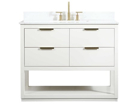 Elegant Lighting Larkin White 42" Vanity with Backsplash