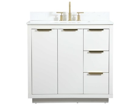 Elegant Lighting Blake White 36" Vanity with Backsplash
