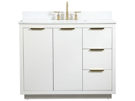 Elegant Lighting Blake White 42" Vanity with Backsplash