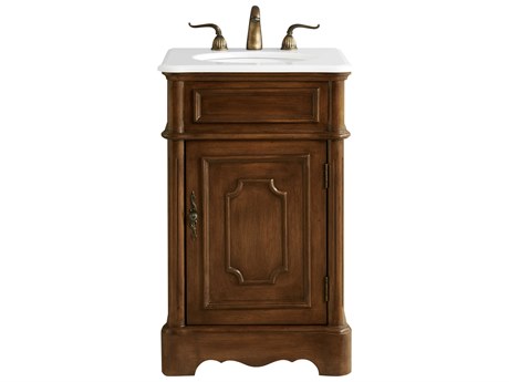 Elegant Lighting Retro Teak 21" Vanity with Ivory White Quartz Countertop