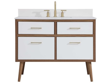 Elegant Lighting Boise White 42" Vanity with Backsplash