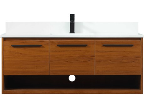 Elegant Lighting Roman Teak 48" Vanity with Backsplash