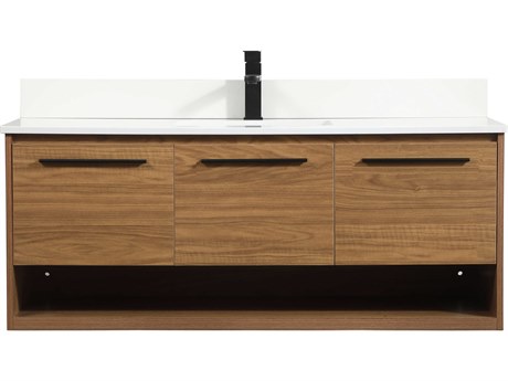 Elegant Lighting Roman Walnut Brown 48" Vanity with Backsplash