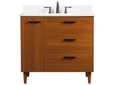 Elegant Lighting Baldwin Teak 36" Vanity with Backsplash