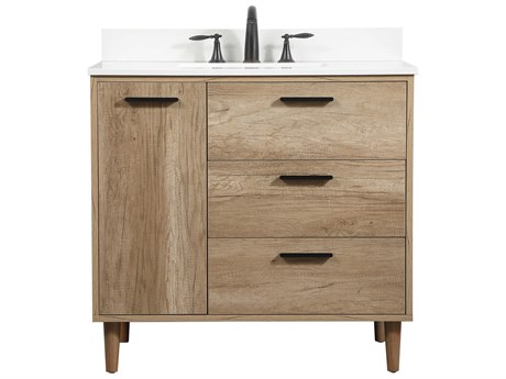 Elegant Lighting Baldwin Natural Oak 36" Vanity with Backsplash
