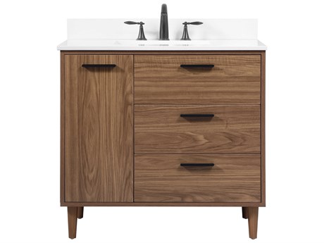 Elegant Lighting Baldwin Walnut Brown 36" Vanity with Backsplash