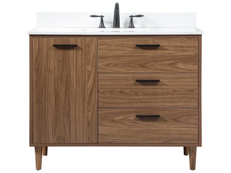 Elegant Lighting Baldwin Walnut Brown 42" Vanity with Backsplash