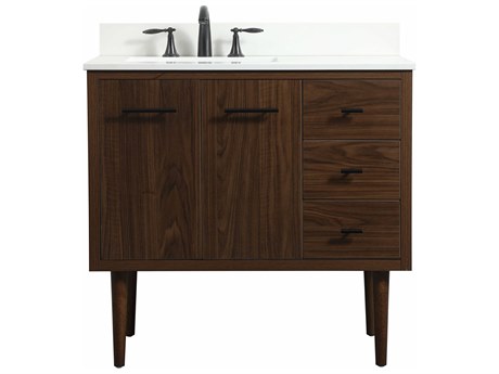 Elegant Lighting Cyrus Walnut 36" Vanity with Backsplash