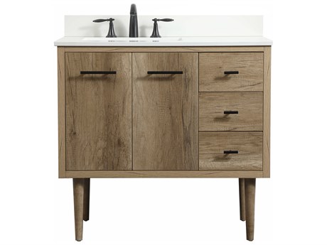 Elegant Lighting Cyrus Natural Oak 36" Vanity with Backsplash