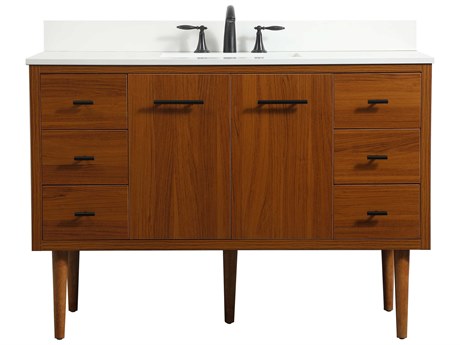Elegant Lighting Cyrus Teak 48" Vanity with Backsplash