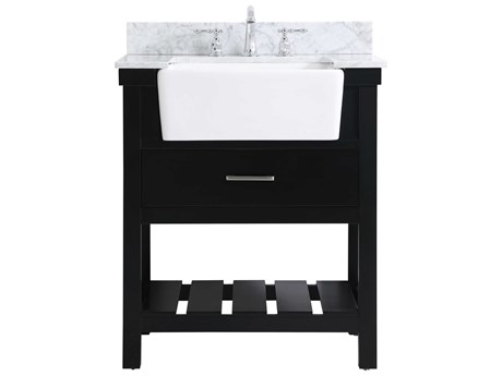 Elegant Lighting Clement Black / Brushed Nickel 30" Vanity with Backsplash